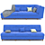 Velvet Blue Sofa 002 3D model small image 1