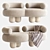 Italian Modern Siamese Sofa: Bouclé, Wood, Lacquered 3D model small image 1