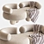 Italian Modern Siamese Sofa: Bouclé, Wood, Lacquered 3D model small image 5