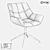 Sleek Metal Chair with Eco Leather and Fabric Upholstery 3D model small image 2