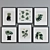 Modern Leaf and Cat Picture Frame Set 3D model small image 2