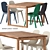 Modern Oak Dining Table and Chairs 3D model small image 2