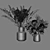 Elegant Peony & Baby's Breath Flower Set 3D model small image 4