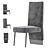 Gray Velvet Porsha Dining Chair 3D model small image 1