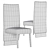 Gray Velvet Porsha Dining Chair 3D model small image 6