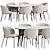 Modern Dining Set with Metal, Wood, and Velvet Accents 3D model small image 1