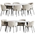Modern Dining Set with Metal, Wood, and Velvet Accents 3D model small image 2