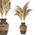 Elegant Pampas Plant Set in Wicker Vase 3D model small image 1