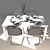Sleek Oak Table Set 3D model small image 5