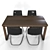 Sleek Oak Table Set 3D model small image 8