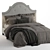 Modern Beige Linen Baxton Bed 3D model small image 2