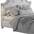 Modern Beige Linen Baxton Bed 3D model small image 6