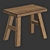 Zara Home Small Stool with Seamless Textures & Dual Wood Tones 3D model small image 3