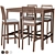 EKEDALEN Bar Set: Dark Brown/ Light Gray, 4 Chairs 3D model small image 1