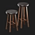 Sleek Metal and Wood Bar Stools 3D model small image 1