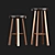 Sleek Metal and Wood Bar Stools 3D model small image 2