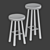 Sleek Metal and Wood Bar Stools 3D model small image 3