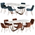 Modern Dining Set 136: Metal, Wood, and Velvet 3D model small image 2