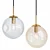 Contemporary Brass Pendant: Dimpled Glass Elegance 3D model small image 1
