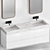 Modern Stone Bathroom Set: Sink, Vanity, Mirror 3D model small image 2