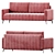 Geometric Stitch Velvet Sofa 3D model small image 4