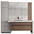 Elegant Stone & Wood Bathroom Set 3D model small image 1