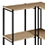 Elegant Oak and Metal Corner Shelf 3D model small image 2