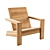 Premium Teak Outdoor Deck Chair 3D model small image 2