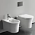 Duravit White Tulip Wall Hung WC & Bidet 3D model small image 1