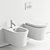 Duravit White Tulip Wall Hung WC & Bidet 3D model small image 5