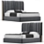 Italian Pleat Upholstered Velvet Bed 3D model small image 1