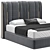 Italian Pleat Upholstered Velvet Bed 3D model small image 2