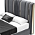 Italian Pleat Upholstered Velvet Bed 3D model small image 11