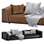 Modern Minotti Roger Sofa: Leather & Velvet 3D model small image 2