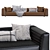 Modern Minotti Roger Sofa: Leather & Velvet 3D model small image 4