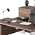 Elegant Wood Steel Boss Desk 3D model small image 3