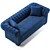 Ink Blue Velvet Tufted Sofa 3D model small image 3