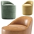 Elegant Small Velvet and Leather Armchair 3D model small image 5