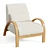 Sculptural Ivory Boucle Bentwood Armchair 3D model small image 1