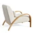 Sculptural Ivory Boucle Bentwood Armchair 3D model small image 2