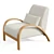 Sculptural Ivory Boucle Bentwood Armchair 3D model small image 4