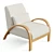 Sculptural Ivory Boucle Bentwood Armchair 3D model small image 5