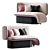 Velvet Upholstered Elefante Chaise 3D model small image 1