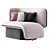 Velvet Upholstered Elefante Chaise 3D model small image 5