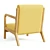 Elegant Mid-Century Linen Armchair 3D model small image 3