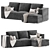 Modern Black Vario Corner Sofa 3D model small image 1