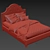 Modern Beige Linen Bed 3D model small image 5