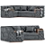 Modern Black Corner Sofa Set 3D model small image 2