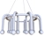 Sleek Chrome Floppy Chandelier 3D model small image 2