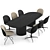 Gubi Beetle Set: Moon & Rectangular Tables + Upholstered Chairs 3D model small image 3